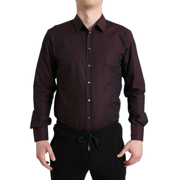 Dolce & Gabbana Dress Shirt Micropatterned Men Maroon Shirts